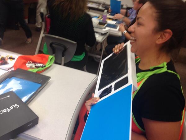 #DeltaHigh teachers unwrap new Microsoft Surface tablets for the 1st time
