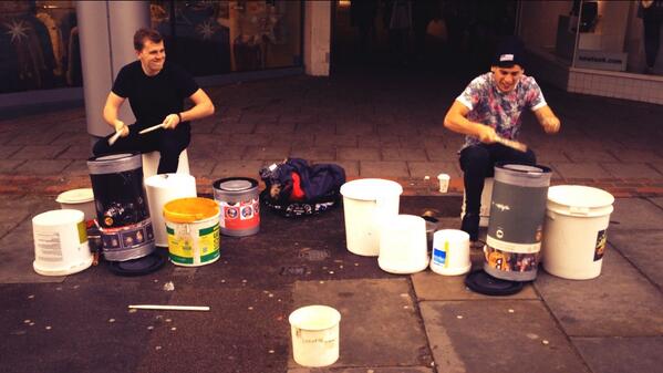bare_sam's tweet image. Josh and Ollie @bucketdrummers some big beats in town today. #buckets