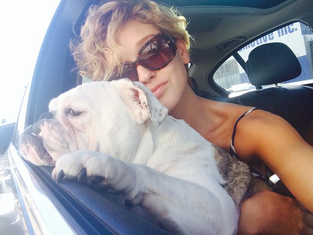 Beautiful day for a ride with my princess #englishbulldog #myheart #incompletewithouther http://t.co/qkOUEaR38z