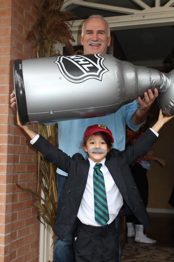 Classic. Last night Coach Q got a Halloween visit from the Stanley Cup and... himself!
