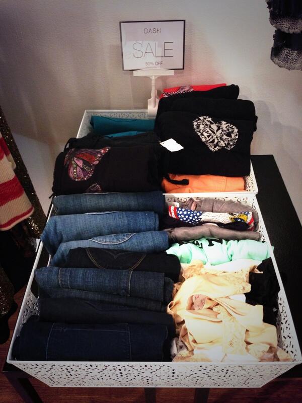 DashNYC's tweet photo. Look at all of our goodies in the 50% off bins! Make this gloomy, rainy day better with this great deal! #DASHNYC http://t.co/7NViuNNzdf