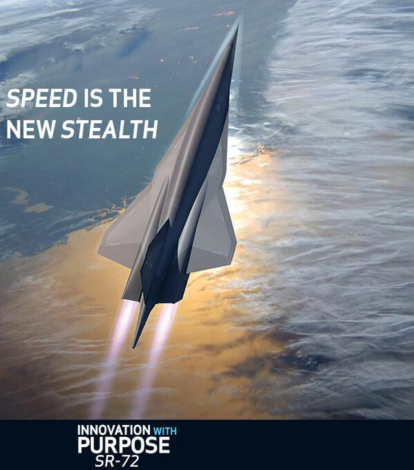 LockheedMartin's tweet photo. Speed is the new stealth. More on SR-72, Son of the Blackbird: http://t.co/pS5UTCOmW7 http://t.co/nMARn0iZgR