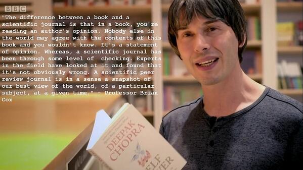 ProfBrianCox's tweet photo. A cosmic coincidence surely “@woodgnomology .... @ProfBrianCox explains the difference between science &amp; opinion. http://t.co/B6yp3ZxWMz”