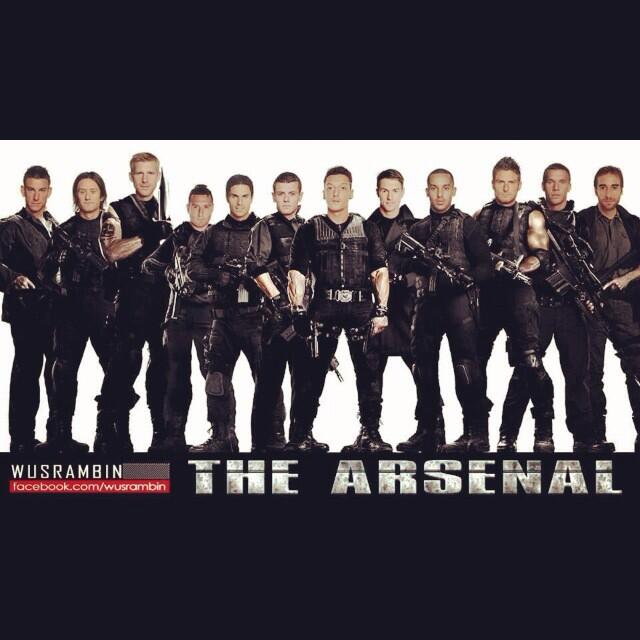 Mesut Ozil posts picture of the Arsenal team holding guns ahead of the Liverpool game