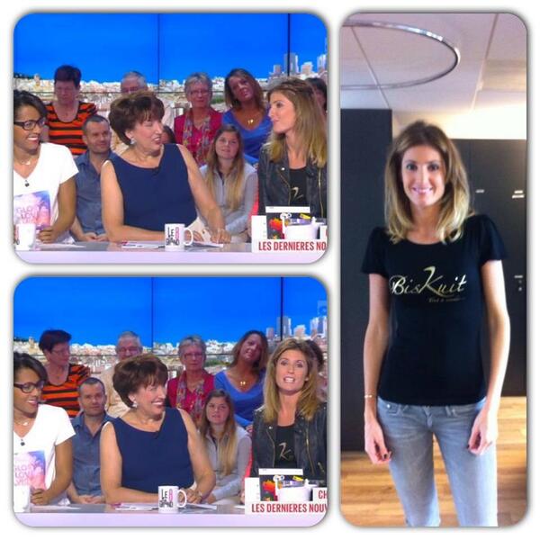 Biskuitparis's tweet photo. La ravissante @caro_ithurbide lors de l'émission @LeGrand8D8 habillée en #BisKuitParis, http://t.co/dU1nLzFMRn. http://t.co/IQppoNykJX