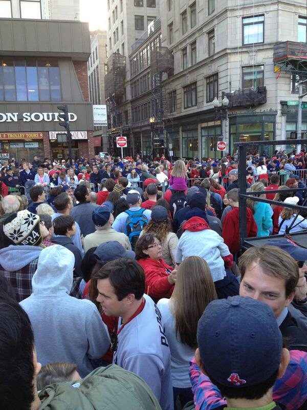 BostonTonight's tweet image. Boston is going all out for our Champs #rollingrally #RedSox