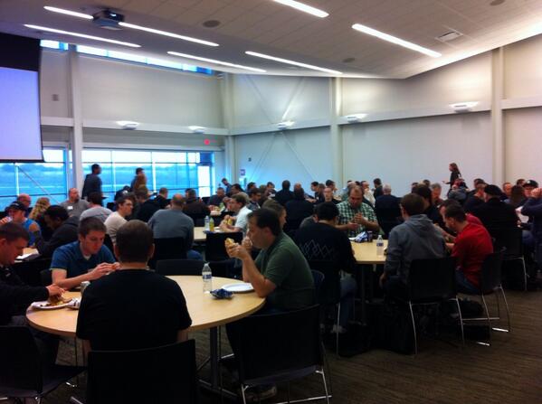 workgroupsdv's tweet image. Lunch break at #iowacodecamp -- and this is only about two-thirds of the crowd!