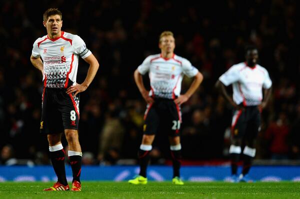 LFC's tweet photo. FULL-TIME: The Reds are frustratingly beaten as league leaders Arsenal claim a 2-0 victory at the Emirates Stadium. http://t.co/6PPLwf4Cpq