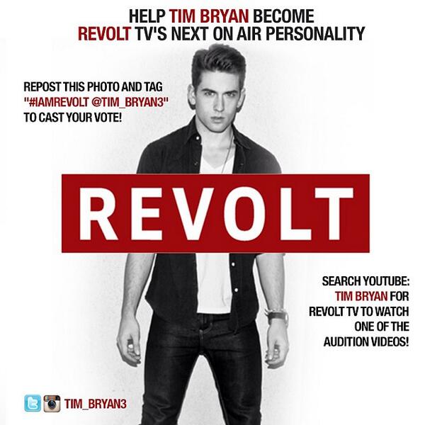 TimBryanFan's tweet photo. Repost this photo and tag #IamRevolt @Tim_Bryan3 to cast your vote! http://t.co/byuGvnMMcv