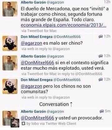 jaimenunezc's tweet photo. El comunista @agarzon se queda sin argumentos:
- Los chinos son malos
- ¿China no es comunista?
- No son tan chinos
▼ http://t.co/EHRcylmZwX