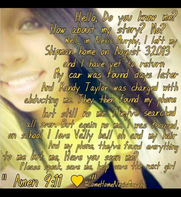 kdb81's tweet photo. "@RUDE_kaye_: @RealFolarin_ @HelpFindAlexis #FindAlexisMurphy http://t.co/ilYK1nexp0"