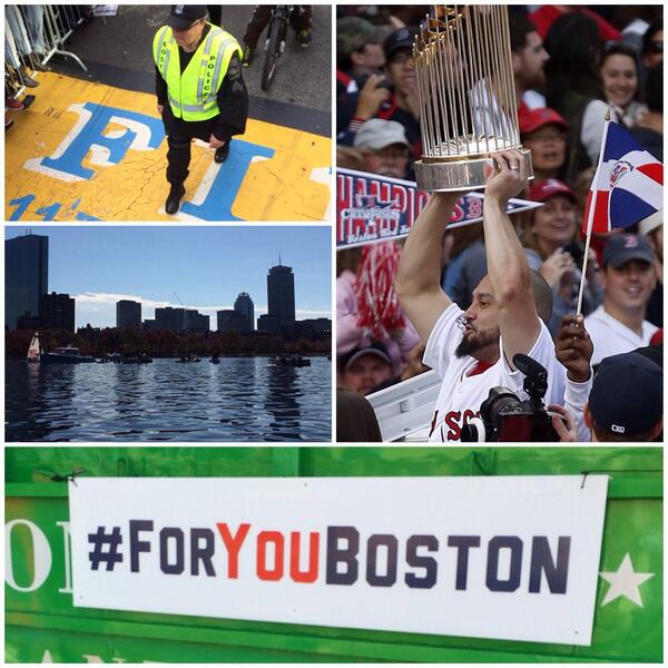 ShaneVictorino's tweet photo. What an incredible day. Thanks to all! Special moment on Boylston Street at the finish line today. #ForYouBoston. http://t.co/l5XdhVh68J