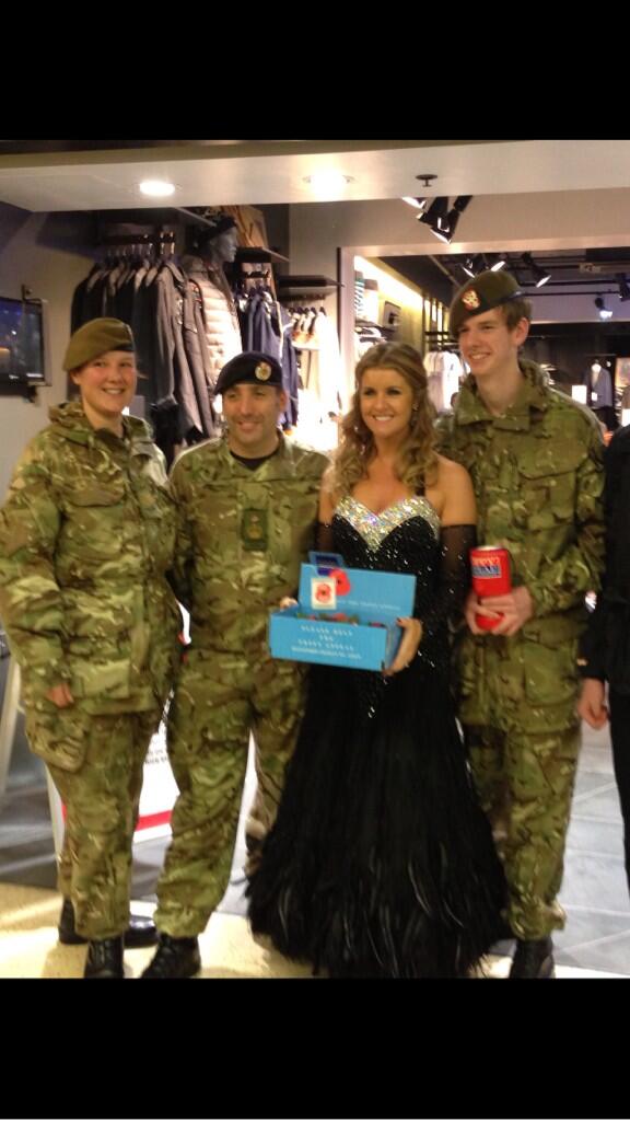 Cheshire army cadets out and about selling poppies with a little help from Strictly Come Dancing's Erin Boag.