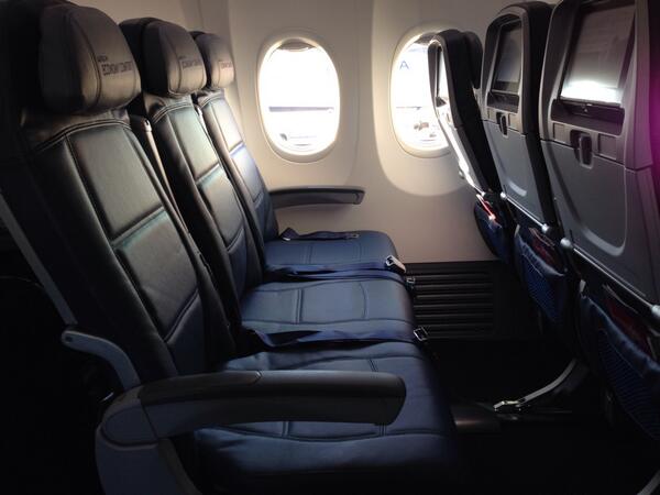 Lots of legroom in Economy Comfort, good seat padding, and lumbar support  #N804DN #inaugural #lovethatnewplanesmell