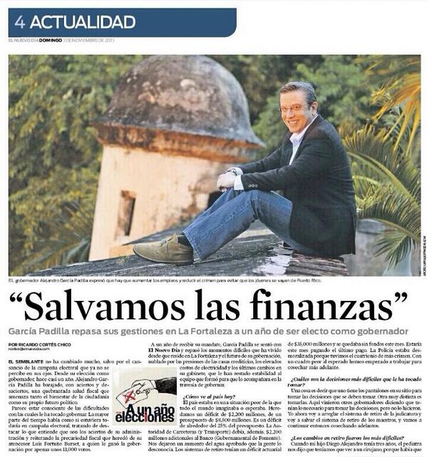 juancpedreira's tweet photo. #Flashback --- Gobernador @agarciapadilla asegura haber "salvado las finanzas" de Puerto Rico (11/3/2013) http://t.co/YPibLIduoU