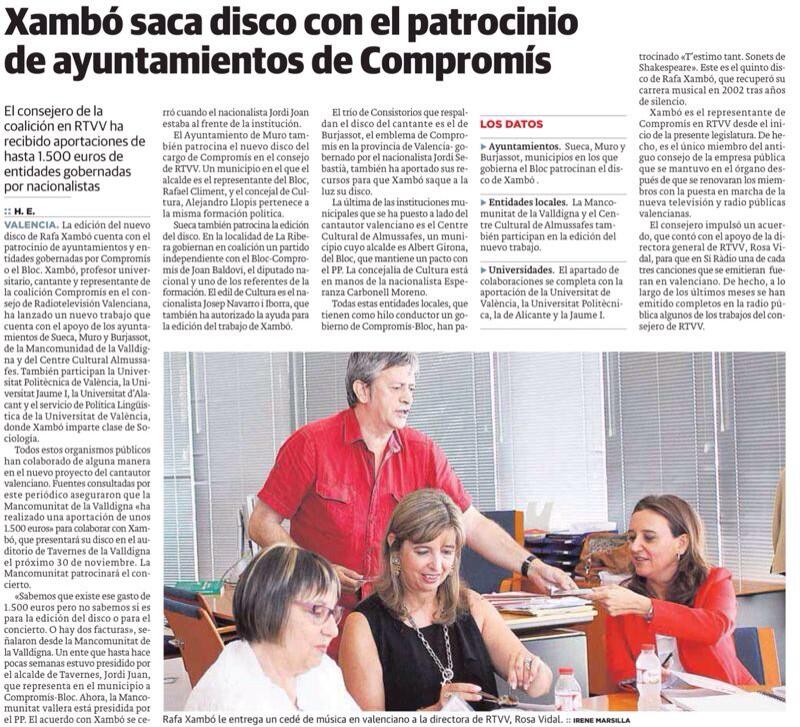 Las Provincias i el PP comencen una campanya de desprestigi contra Rafa Xambó