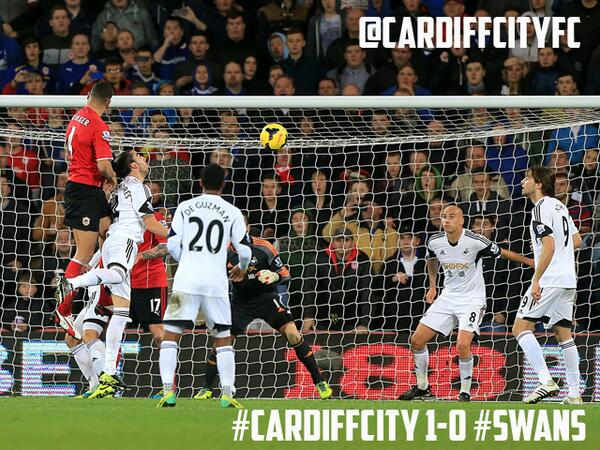CardiffCityFC's tweet photo. RT if you're delighted that @CardiffCityFC beat the Swans today! All thanks to this goal... http://t.co/9pfOu5hHKD