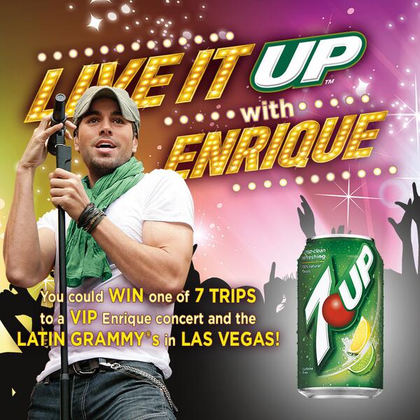 7UP's tweet photo. Don’t let a moment go by.Go to http://t.co/kQfnXTiI0m for the chance to watch the @LatinGRAMMYs and @enrique305 live. http://t.co/UPiJaz1u6O