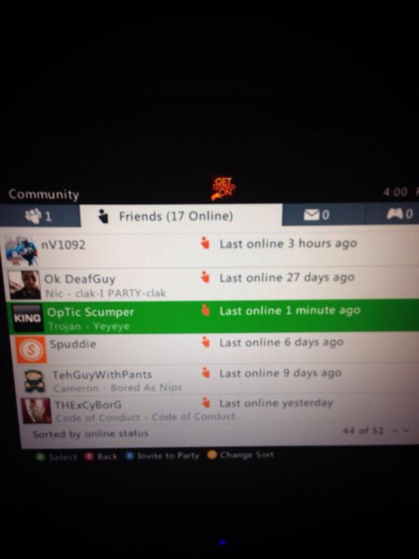 TryHardAllDay's tweet photo. Optic Scumpii is on my friends list 👌 http://t.co/sbpylaIaDm