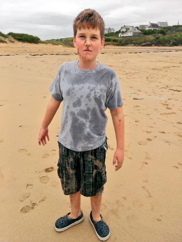 markath's tweet image. William after his brother and friends knocked down his sandcastle. Only after did he reveal a dog had peed on it.