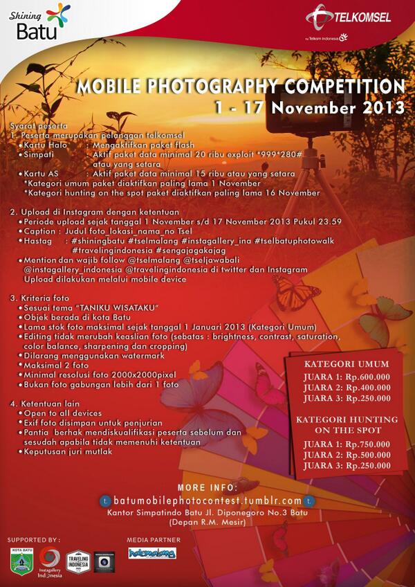 Telkomsel &amp; Instagallery Indonesia mempersembahkan SHINING BATU PHOTOGRAPHY COMPETITION bwt km instagramers ngalam ;)