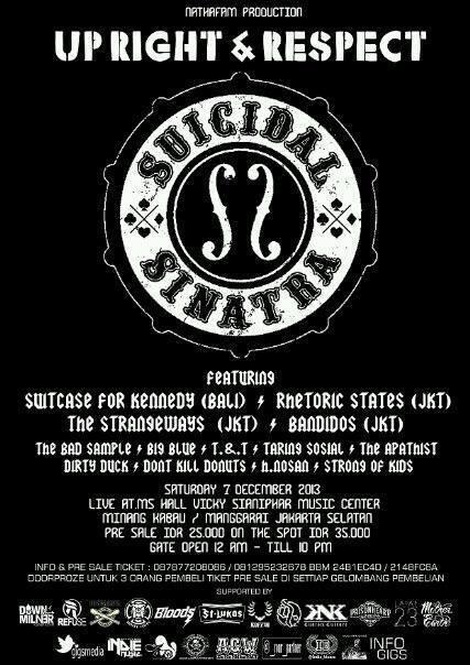Gigs update Saturday 7 december 2013 at Hall Vicky sianiphar. Jakarta selatan, PS 25rb. OTS 30rb