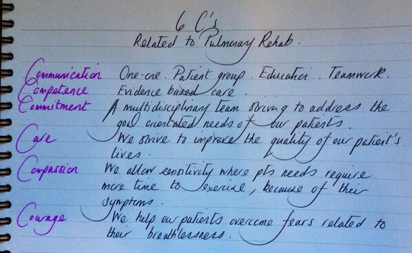 spaceforcopd's tweet image. @6CsLive 

#PulmonaryRehab @Leic_hospital 

#sharingnotes on how we address the #6Cs