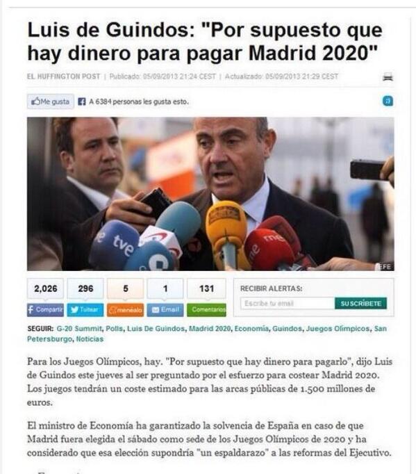 No dijo Guindos que había dinero para Madrid 2020? ahora no hay para pagar becas Erasmus... #erasmusrip #ppdimision