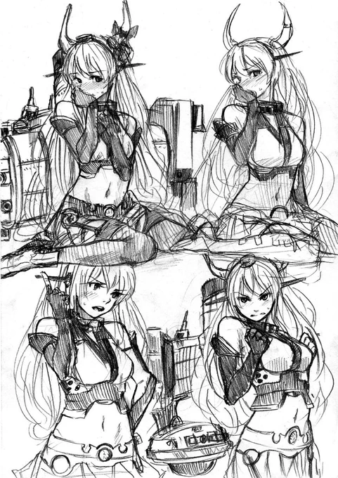 カムイさんに描いたやつのスケッチだけ載せる。ゆるして 