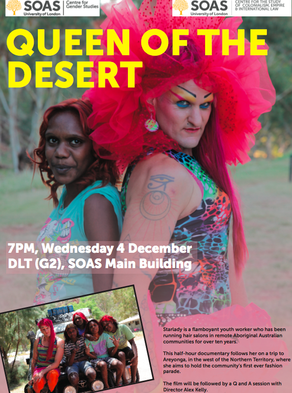 soasqueerfilms's tweet photo. Screening at SOAS - December 4th - QUEEN OF THE DESERT - with director's q+a  [via @sarahjkeenan ] http://t.co/ONgEfHjXbf"