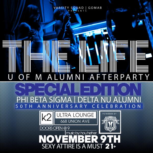 VSquad's tweet photo. This Saturday! K2 Ultra Lounge | #TheLife | Phi Beta Sigma - Delta Nu Alumni | U of M Homecoming! http://t.co/aXVtFdNdja
