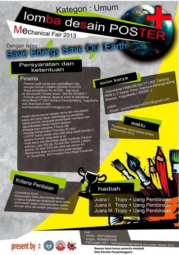 JogjaAudisi's tweet photo. #Lomba | Desain Poster."Save Energy save our heart" Peserta Umum, DL 9 nov'13. info: @HIMAMESIN_FTUNY http://t.co/38PrqEij9P via @infojogja