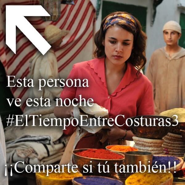 A3EntreCosturas's tweet photo. RT si vas a ver esta noche #ElTiempoEntreCosturas3 http://t.co/cFklf1EmKE