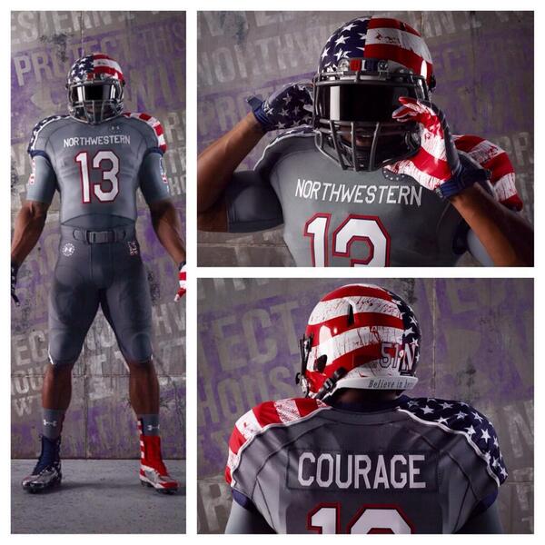 PhilHecken's tweet photo. Another look at the NU Wounded Warrior costume http://t.co/mtfF5ZHGFE