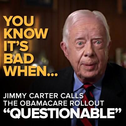 ClassyElephant's tweet photo. Even Jimmy Carter... Wow. New low for Obamacare http://t.co/0D898XEuev