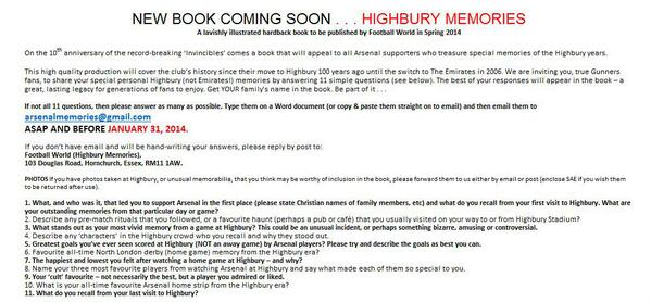 NeilPayne's tweet image. @HighburyBoys RT pls mate New Arsenal book on Highbury coming soon feedback reqd Will b a cracker @arsenalmemory