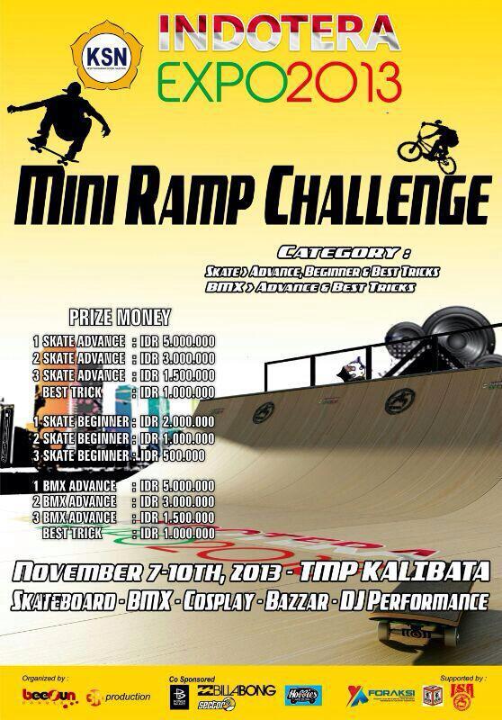 Mini Ramp Challange-Indotera Expo 2013,  7-10 November, Kalibata - Jakarta. Category Skate &amp; BMX