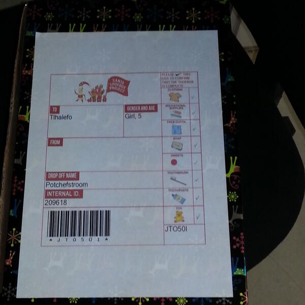 The joy of giving <a href="/SantaShoebox/">Santa Shoebox Project</a>