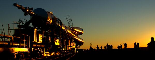 McFunkypants's tweet image. If this photo (of Soyuz taken this morning) was the titlescreen for your next game, what kind of game would it be?