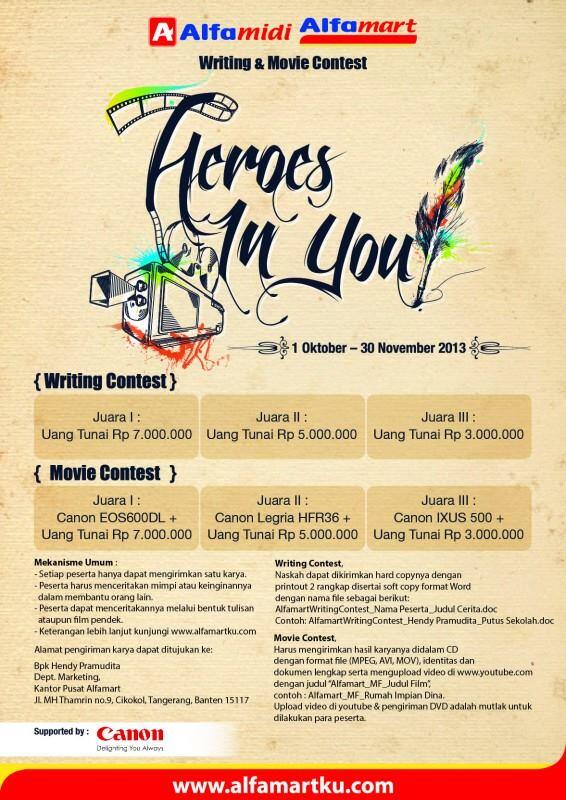 JogjaAudisi's tweet photo. #Contest Writing and Movie Contest "Heroes in You" | 1 Okt-30 Nov 2013 | juara1: 7Juta info: http://t.co/RQop04cRvI http://t.co/LJJV28S0Mg