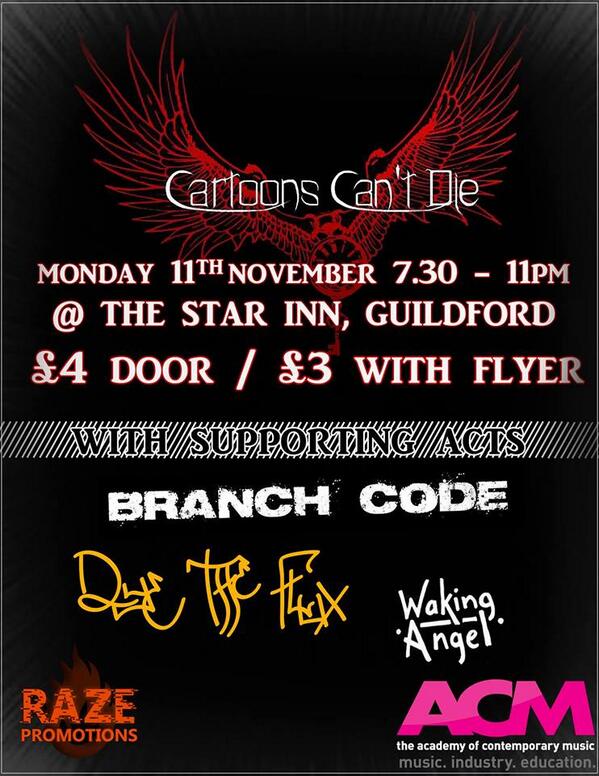 BranchCode's tweet image. Flyer of our gig at The Star the 11th November :)