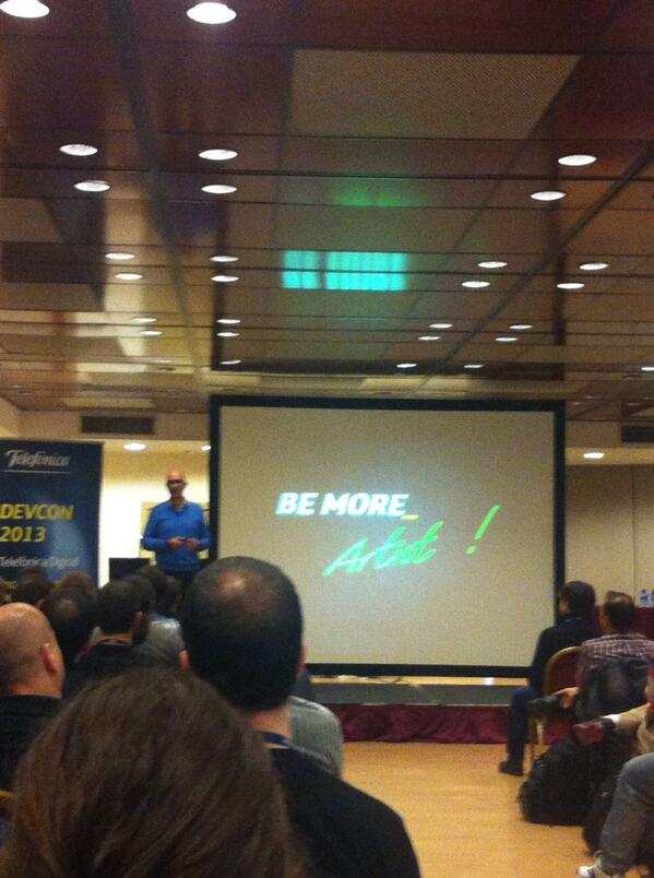 gmiritello's tweet image. Message from @carlosdomingo at #devcon13 : Be more artist!