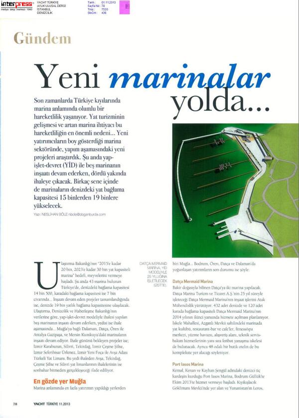 #halicyatlimani Yeni marinalar yolda...Yacht Türkiye Kasım sayısında...