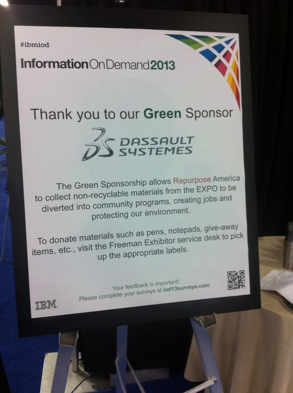 PhilSteMarie's tweet image. Donate and recycle your material at the end of the #ibmiod EXPO. @Dassault3DS thanks you. #sustainable