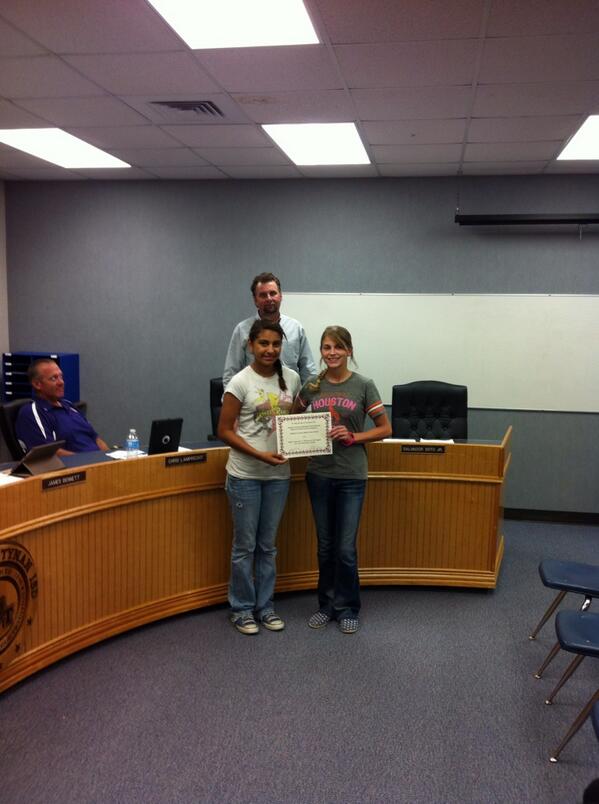 Skidmoretynanhs's tweet photo. Leigh &amp; Brandi accept board recognition award on behalf of Mighty Bobcat Band area finalist finish! http://t.co/UaSNQzgnNE