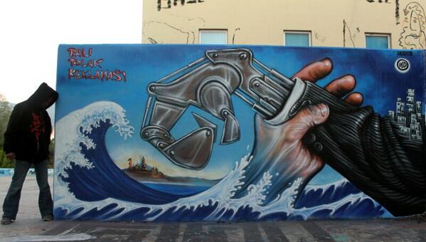 ForBALI13's tweet photo. Bali Tolak Reklamasi di Politechniopoli Athena, Yunani. WD aka Wild Drawing!! Nak Bali ne...! http://t.co/EMEm2bygOH http://t.co/bCgXL829B3