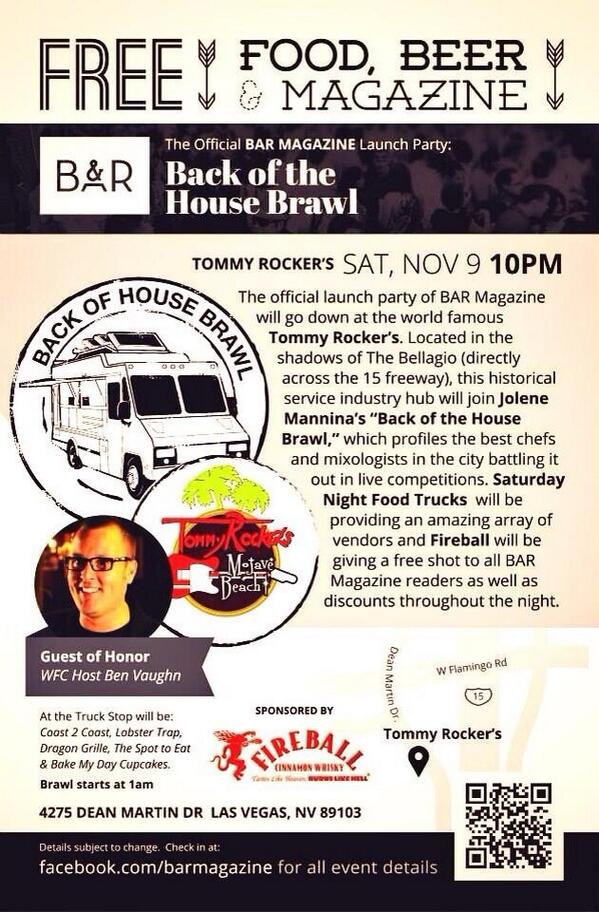 #bohbrawl & @SNTruckStop this Sat nite 11/9. Five #FoodTrucks 10p-2:30a, #chefcompetition 1am #Vegas #1 Industry Bar