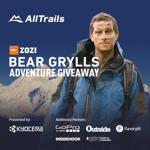 AllTrails's tweet photo. We've teamed up with @ZOZI &amp; @BearGrylls to giveaway tons of gear/adventures. Claim yours now! http://t.co/NJeOlXIg9l http://t.co/BKpeNhea8f