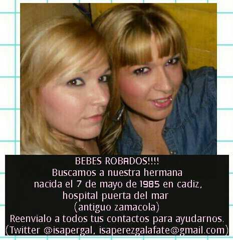 isapergal's tweet photo. RETWITTEAAAA!!!!!! Buscamos a nuestr@ herman@! debe tener ahora 28 años, no importa lugar de nacimiento #niñosrobados http://t.co/sVHfwwtbkh