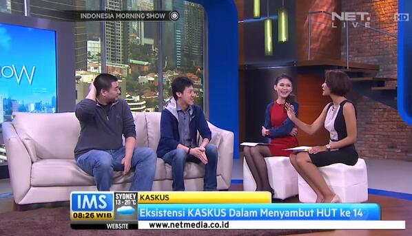Eksistensi <a href="/kaskus/">KASKUS</a> di ultah ke-14 bersama <a href="/MarissaAnita/">Marissa Anita</a> <a href="/S_mariela/">Mariela S DELLA ROSA</a> <a href="/IMS_NET/">IndonesiaMorningShow</a> <a href="/adarwis/">Andrew Darwis</a> <a href="/Kendeanlaw/">Ken Dean Lawadinata</a>